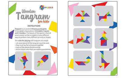 Tangram Brain Boosting puzzles for Kids | 7 wooden piece puzzle with 36 shapes image cards for kids | Jigsaw puzzle for 4+ years kids teenagers adults