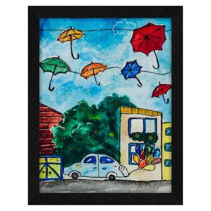 ArtX Paper City B0B1J31DRK Watercolor Frame Wall Art Painting