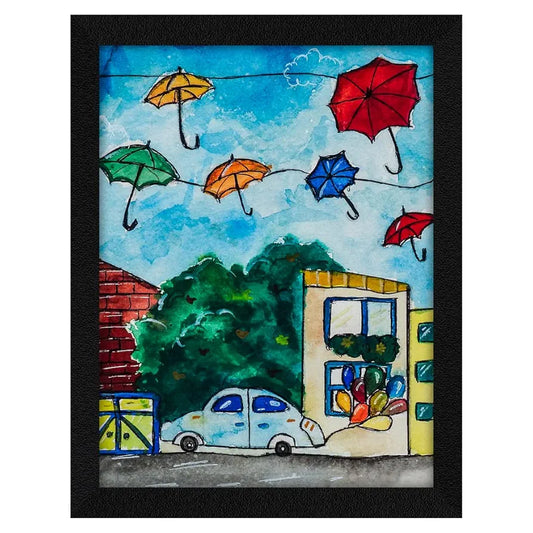 ArtX Paper City B0B1J31DRK Watercolor Frame Wall Art Painting