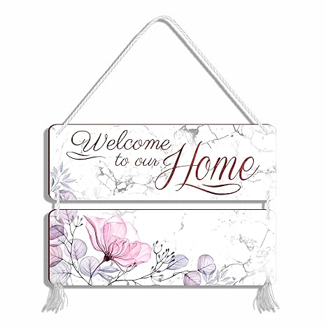 Blue Finch Welcome To Our Home Wall Hanging Decor Sign for Home Door Decoration and Livingroom