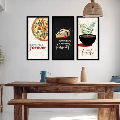 Kotart Kitchen Quotes Posters with Frame Forever Set of 3
