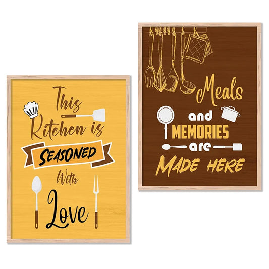Kotart Kitchen Quotes Painting with Frame for Home Decoration Pack of 2 Design08