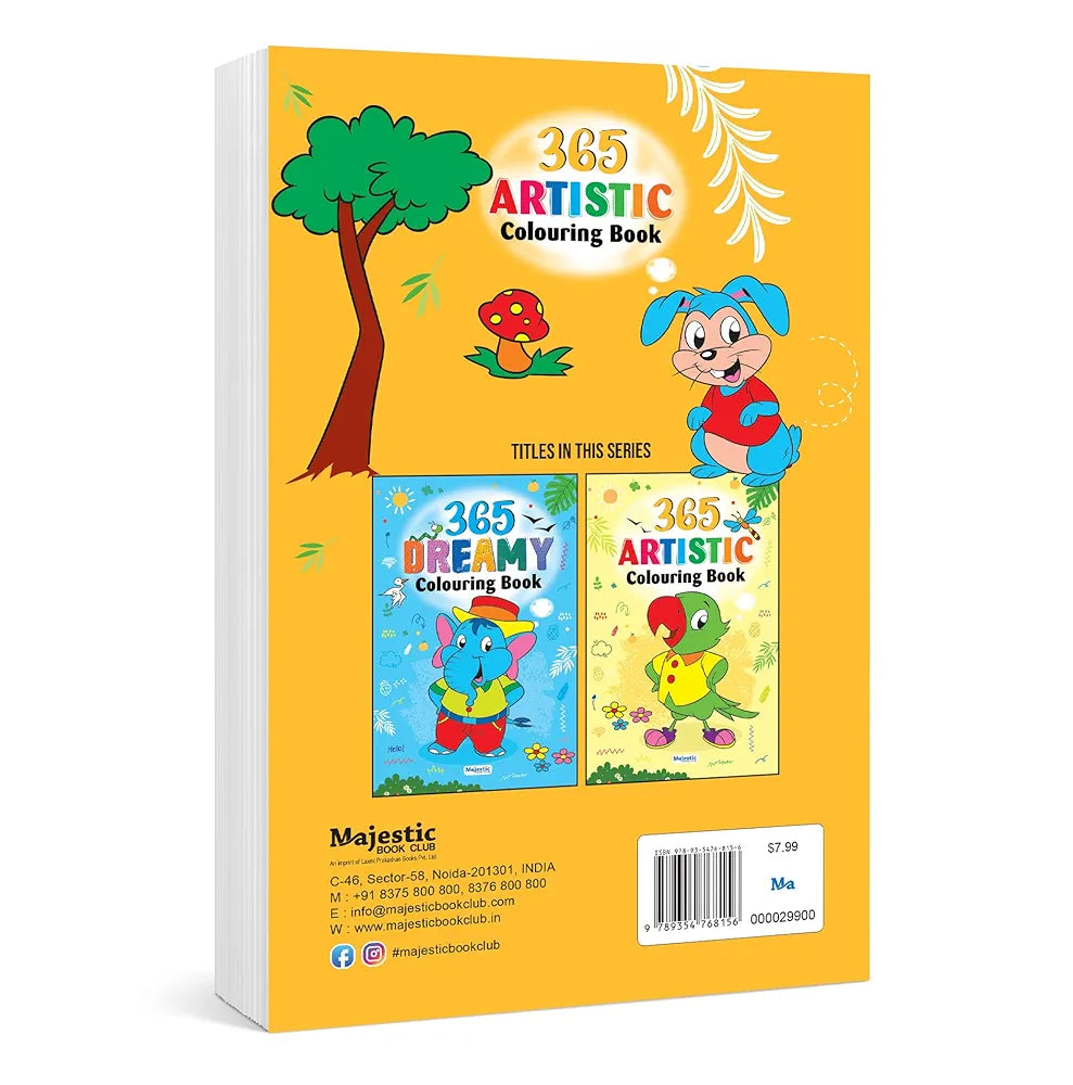 365 Artistic Colouring Book for Kids | Jumbo Colouring & Activity Book with 368 Pages | Fun Gift for Boys & Girls Ages 3+ | Improves Creativity, Focus & Fine Motor Skills | By Majestic Book Club