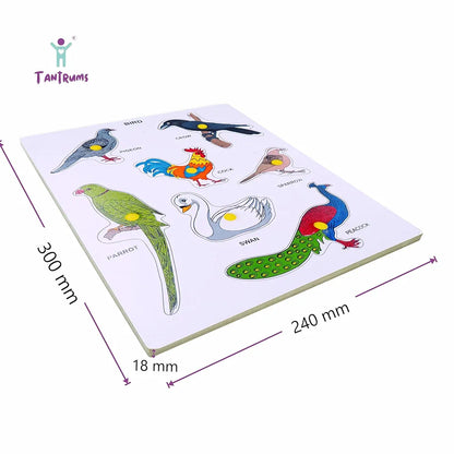 Tantrums Preschool Birds Puzzle for Learning Various Birds with Pictures and knobs| Education Puzzle Learning Aid for Kids [Multicolor ]