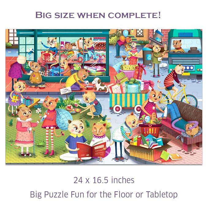 Chalk and Chuckles 100 Piece Jigsaw Puzzle for Kids | Educational Toy | Christmas Gift | Kindness Activity Makermax Cat