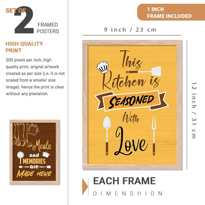 Kotart Kitchen Quotes Painting with Frame for Home Decoration Pack of 2 Design08