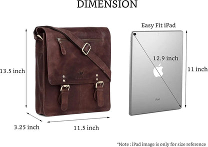 WildHorn Leather 11.5 inch Messenger Bag for Men I Multipurpose Bag I Office Bag I Travel Bag with Adjustable Strap DIMENTION : L-11.5 inch W-3 inch H-13.5 inch