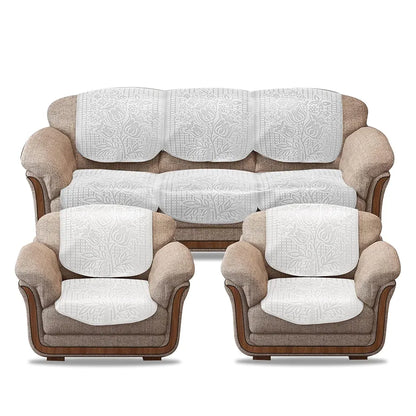 Cloth Fusion Italian Velvet Sofa Cover 5 Seater Set Perfect Floral Embossed Sofa Cover 3 Seater and 2 Seater Bone White