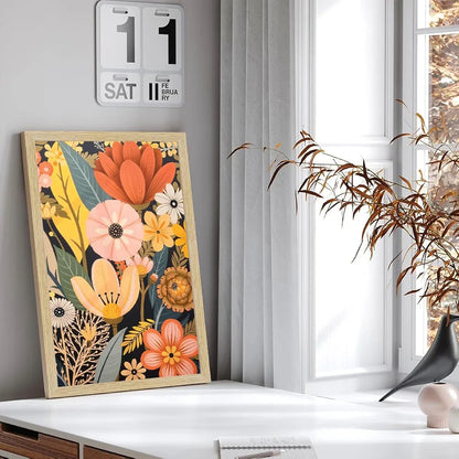 ArtX Paper Boho Art Paintings with Frame Flowers - 08  Set of 2