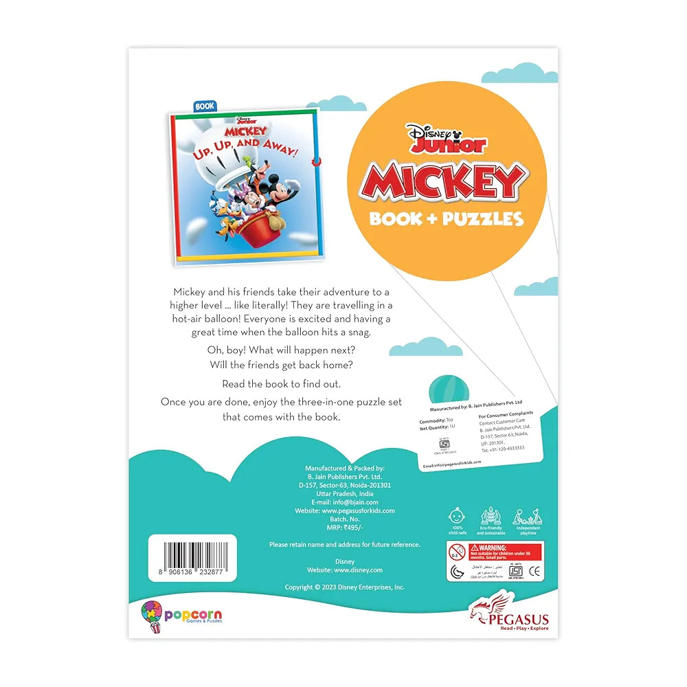 Disney Junior Mickey Book & Puzzles for Kids 4 Years and Above | Up,Up, and Away | 1 Book & 60 Piece Puzzles