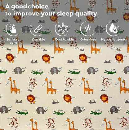 Fresh From Loom Glace Cotton Wrinkle Free Elastic Fitted Bed Sheet with 2 Pillow Cream Animal Double Bed 300 TC