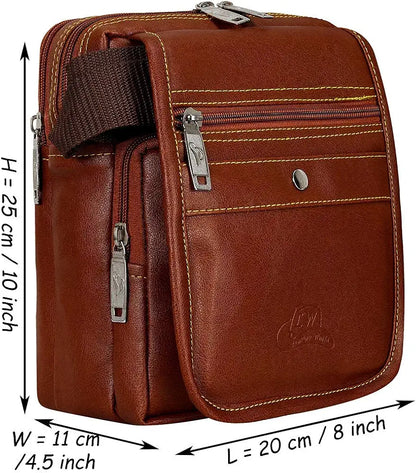 Leather World Leatherette Tan Sling Bags Men Messenger Bags Cross Body Bags Girl