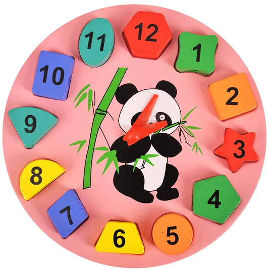 Trinkets & More - Geometric Shape Sorter Clock Panda Themed Wooden Puzzle Early Education Toys Kids 3+ Years  for 3+ years