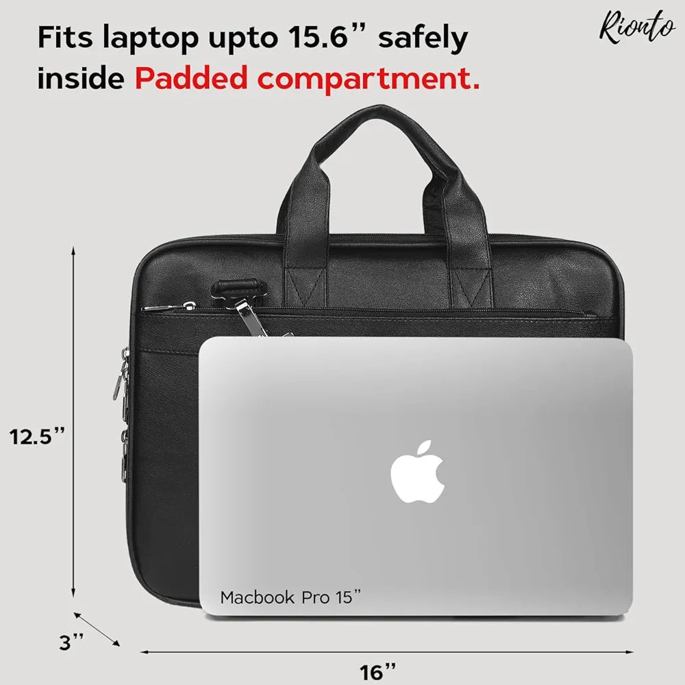 RIONTO Messenger Bag - Laptop Bag for Men, PU Leather Expandable Office Bag for Men | Supports Laptop Upto 15.6 inches 