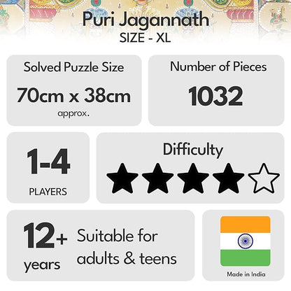 91 Knots Lord Jagannath, Subhadra and Balabhadra 1000 Pieces Premium Wooden Jigsaw Puzzle for Adults and Kids 12+ Years