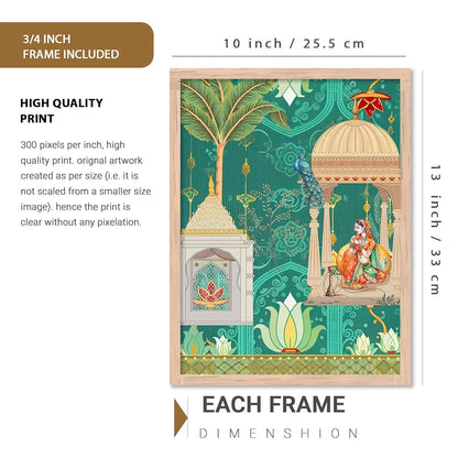 Kotart Traditional Indian Wall Art Madhubani Paintings for Living Room Framed Wall Painting Pichwai Art Painting set of 6 D