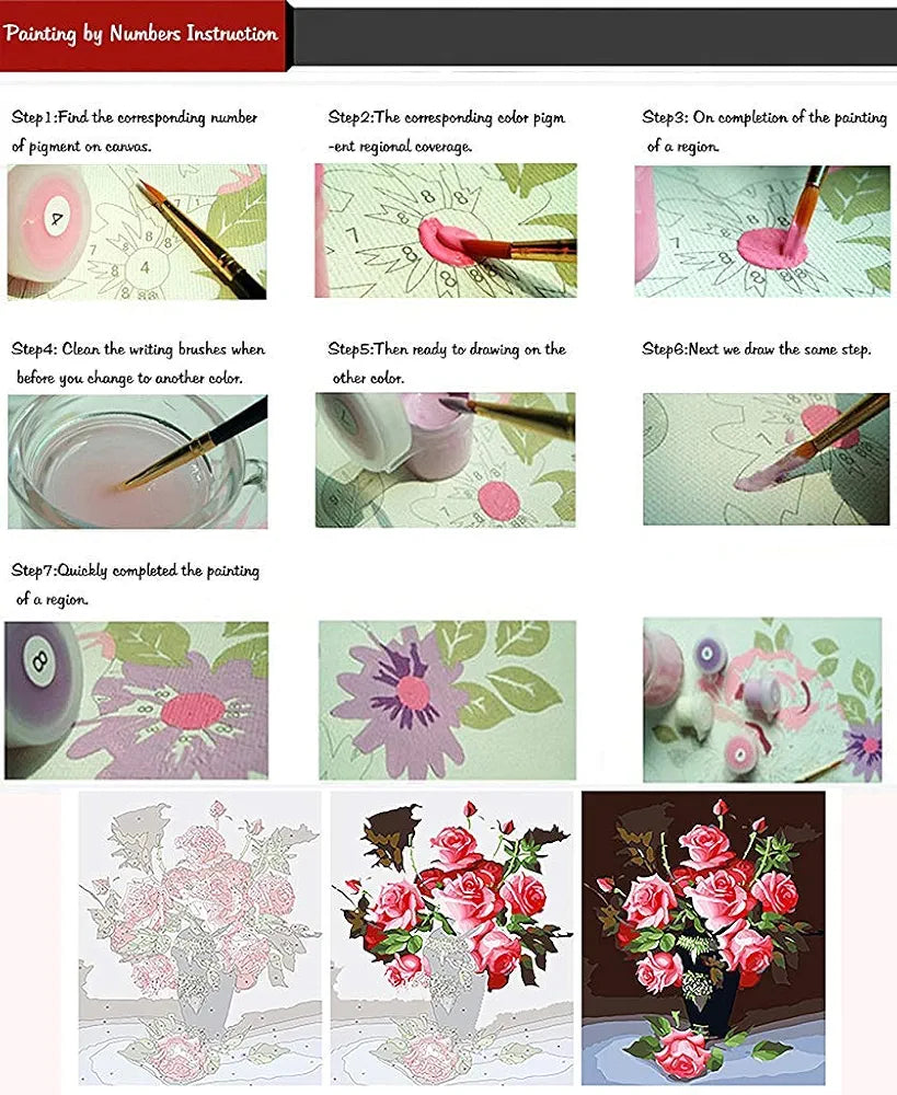 HASTHIP Wood Diy Oil Painting - Paint By Numbers For Kids And Adults Beginners Kits With Brushes .