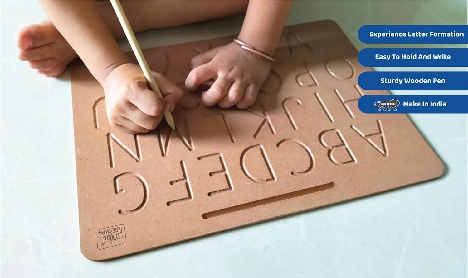 Mini Leaves Alphabet Tracing Board Wooden Board Montessori | Tracing Letters for Kids Toddler Writing Tools for Beginners