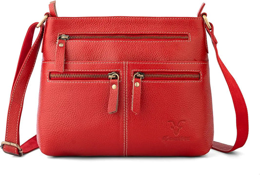 Goatter Genuine Soft Leather Multi Pocket 10" Inch Sling Cross-BodyBag for Girls And Women,