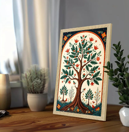 ArtX Paper Madhubani Floral Art Paintings with Frame Flowers - 05 Set of 2