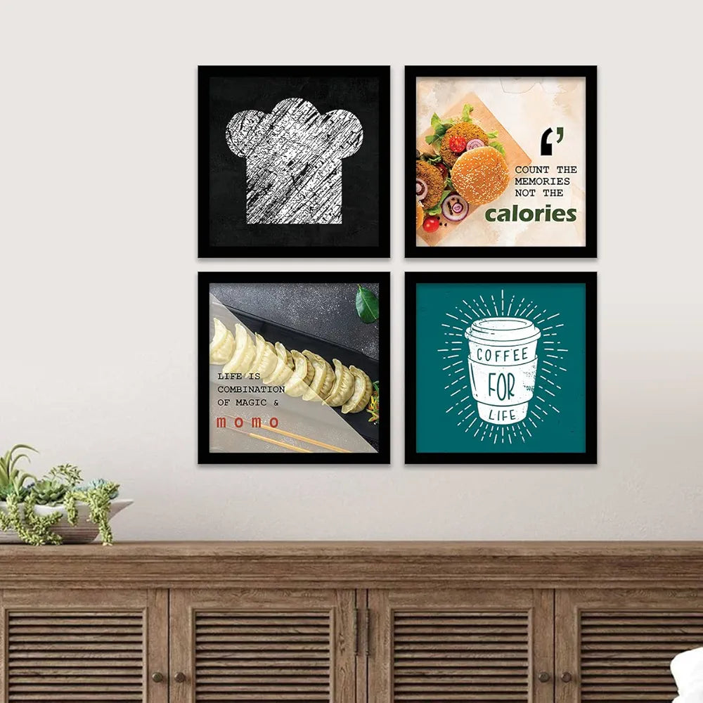 Kotart - Cooking Quotes Wall Posters with Frame Framed Kitchen Poster Set of 4 Design33