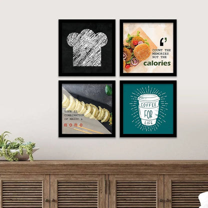 Kotart - Cooking Quotes Wall Posters with Frame Framed Kitchen Poster Set of 4 Design33