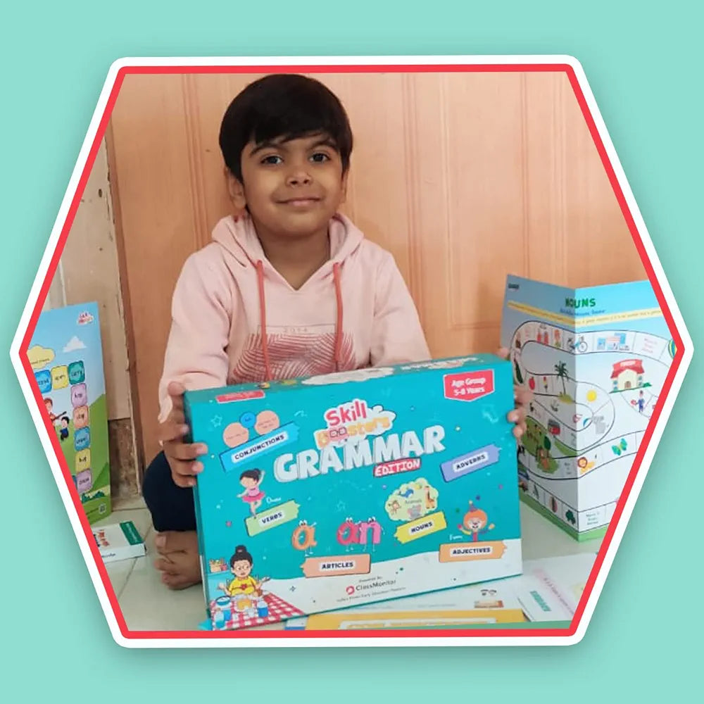 ClassMonitor English Grammar Learning Kit with Free Mobile App | Practice Workbook Educational Kit | Skill Booster Activity for Language Learning Nouns, Adjectives for Kids