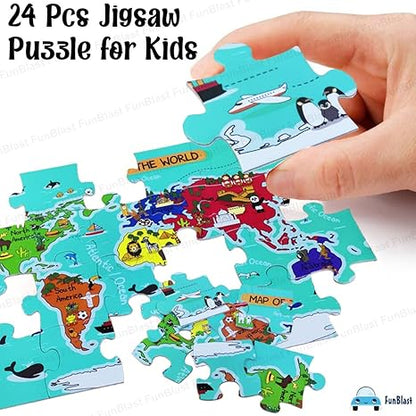FunBlast World Map Jigsaw Puzzle for Kids Jigsaw Puzzle for Kids