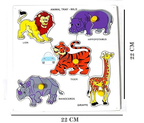 FunBlast Wooden Animals Educational Puzzle Toy and Colorful Learning Educational Board