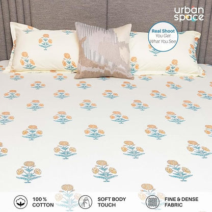 Urban Space Serene Cotton Bedsheet 2 Pillow Covers (Colour Sunflower Yellow)