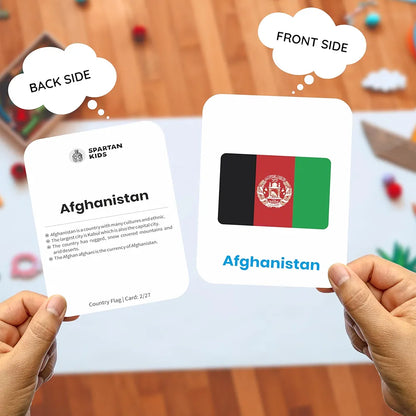 SPARTAN KIDS® Premium Country Flags Flash Cards for Kids | Easy & Fun Way of Learning