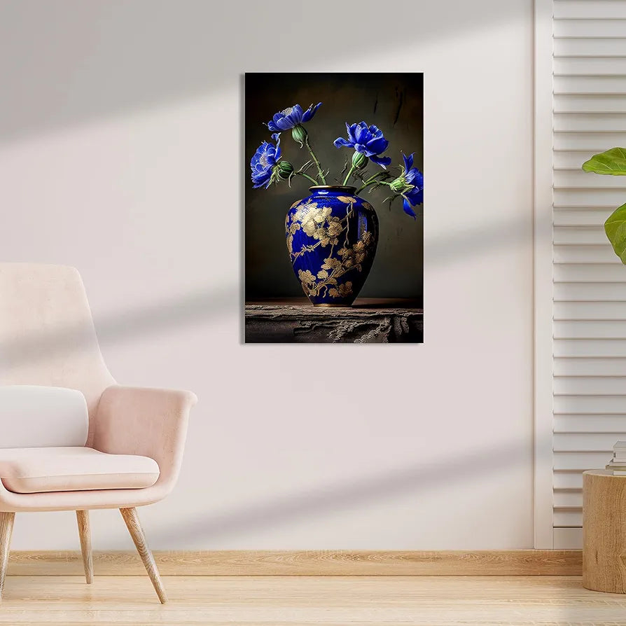 Kotart Blue Floral Modern Art Canvas Paintings for Bedroom Room Living Room Abstract Canvas Painting Style01