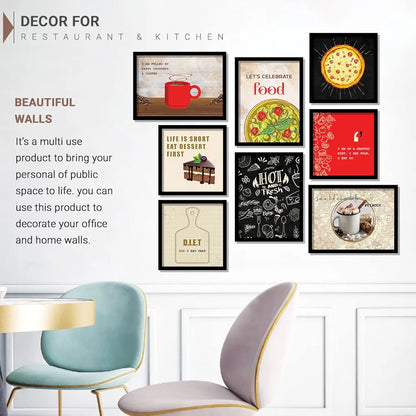 Kotart Lets Celebrate Photo Frames for Kitchen and Restaurant Wall Set of 8 - design013