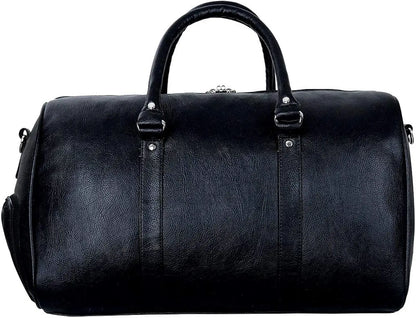 Leather World 46 L Vegan Textured Leatherette Stylish & Spacious Weekender Travel Duffle Luggage Bag with Detachable Shoulder Strap for Men & Women, Black