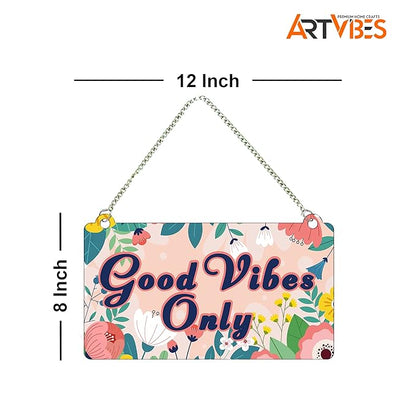 Artvibes Good Vibes Only Designer Wooden Wall Hanging for Home Decor | Artworks Wall Hangings