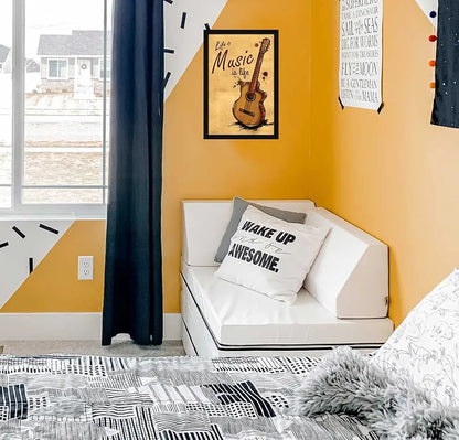 ArtX Paper Music Is Life Motivational Quote Framed Wall Art Painting