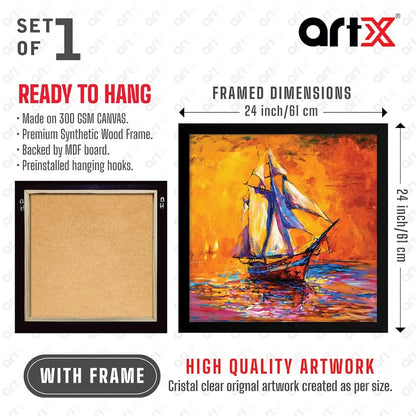 ArtX Colorfull Ship Oil Painting Big Canvas Painting
