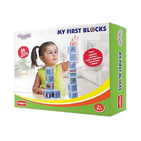 Funskool Giggles My First Block Learning Acitvity Motor Skills Learn Letters and Numbers Fruits & Vegetables Country Flags