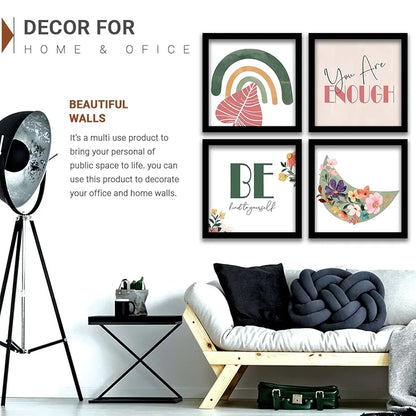 Kotart You are Enough Wall Painting with Frame for Room Set of 4