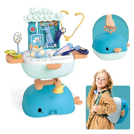 Webby 3 in 1 Doctor Set for Kids Role Play Medical Desk Set School Bag, Pretend Play Toy for Kids (26 Pcs)