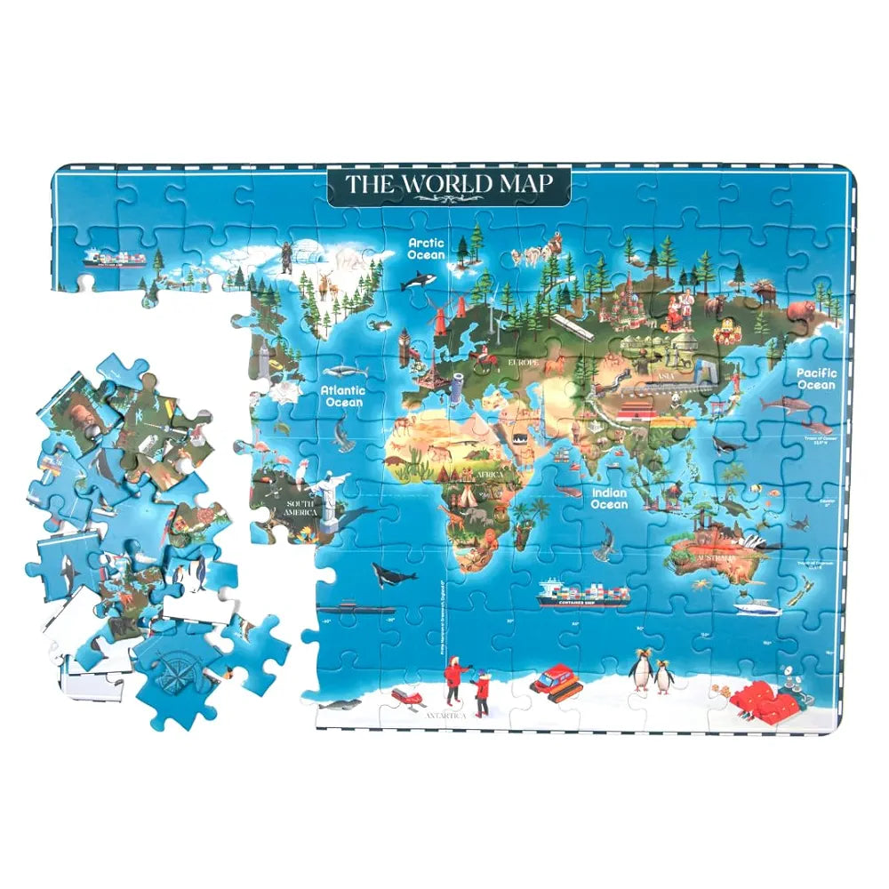 NESTA TOYS - Floor Puzzle & Game, World Map Jigsaw Puzzle, Educational Toy, Gifts for Boys & Girls Ages 6 to 14 | Geography for Kids | 108 pcs, 70 x 50 cm