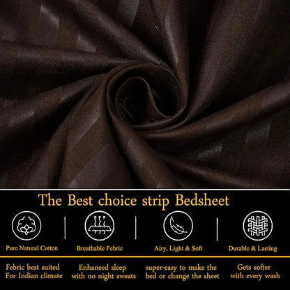 Fresh From Loom Soft Skin Safe Breathable King Size Flat Bedsheets Double Bedsheet Set with 2 Pillow Covers Coffee