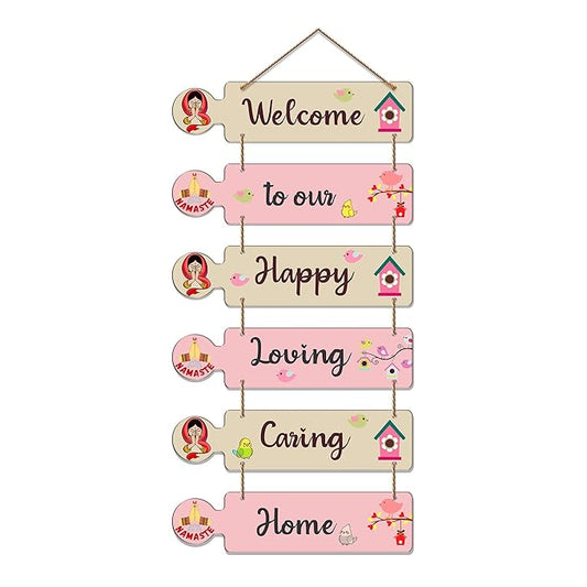 Artvibes Quotes Decorative Wall Art Mdf Wooden Wall Hanger for Living Room | Set of 6