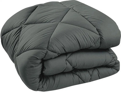 Cloth Fusion Reversible AC Comforter Single Bed Soft Microfibre Quilt Blanket for Winter Yellow & Grey
