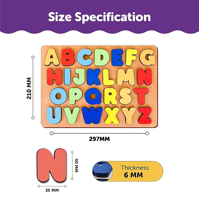 Mini Leaves Wooden Capital English Alphabets for Kids Learning Blocks for Kids 3 Years Alphabets for Kids