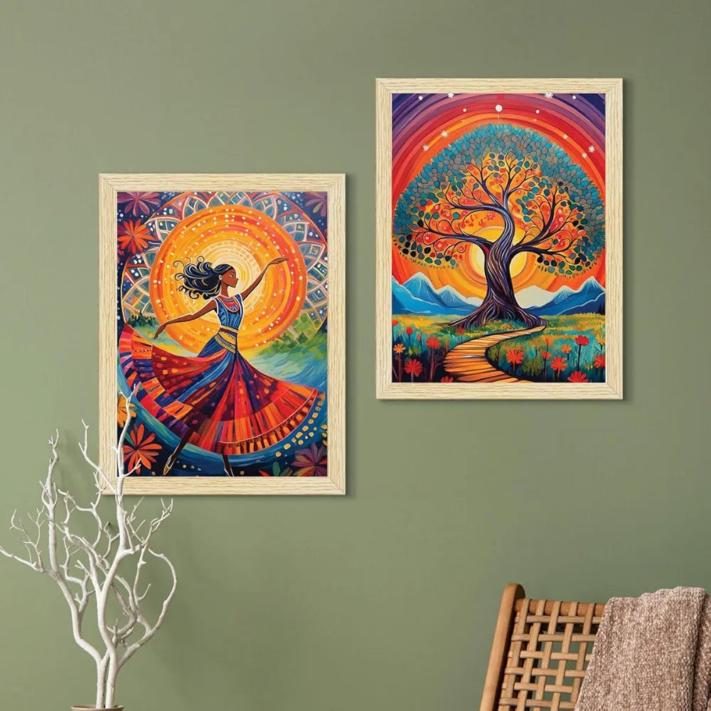 ArtX Paper Madhubani Madhubani-SO4-04 Art Paintings with Frame Multicolor Set of 4