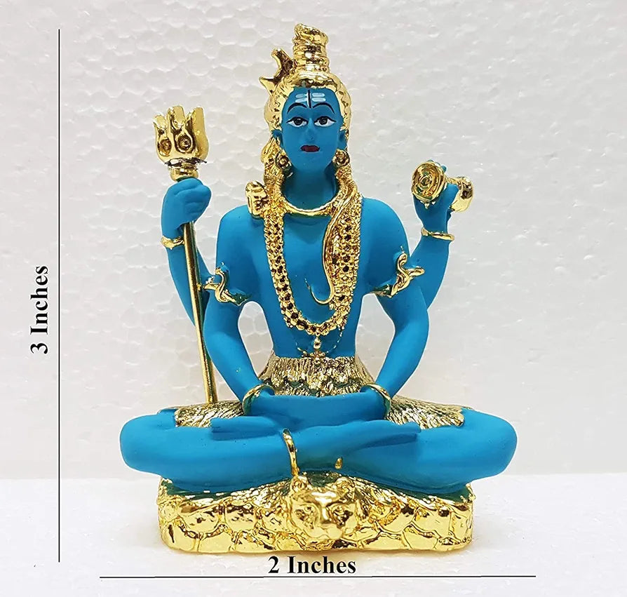 Gold Art India Resin Lord Shiva Idol Bhole Baba Gold blue