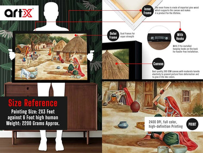 ArtX Paper Village Scene Painting Vastu Multicolor Nature