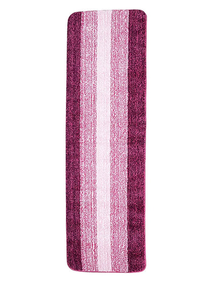 Saral Home Microfiber Striped Rectangle Anti-Skid Runner Colour Pink