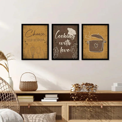 Kotart Food Vibese Only Restaurant Quotes Posters with Frame for Kitchen Wall Decoration